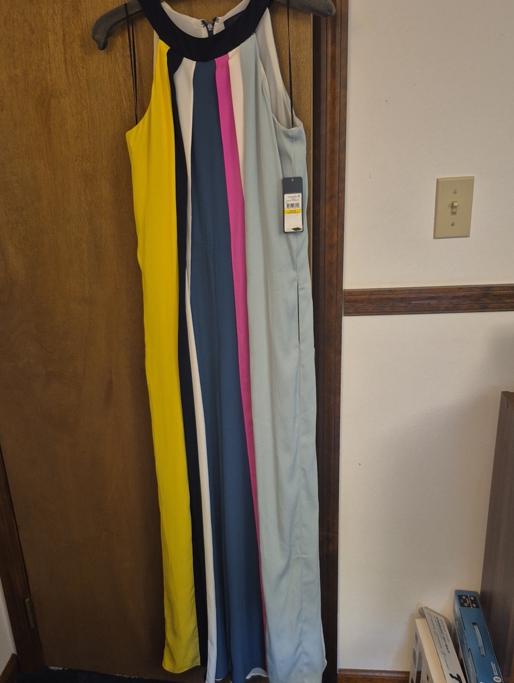 Colorblock Sleeveless Jumpsuit- Yellow, Navy, Pink, Light Blue, White